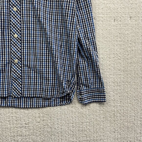 Fred Perry Button Down Shirt Mens S Blue Plaid Striped Oxford Woven Cotton - Picture 5 of 14